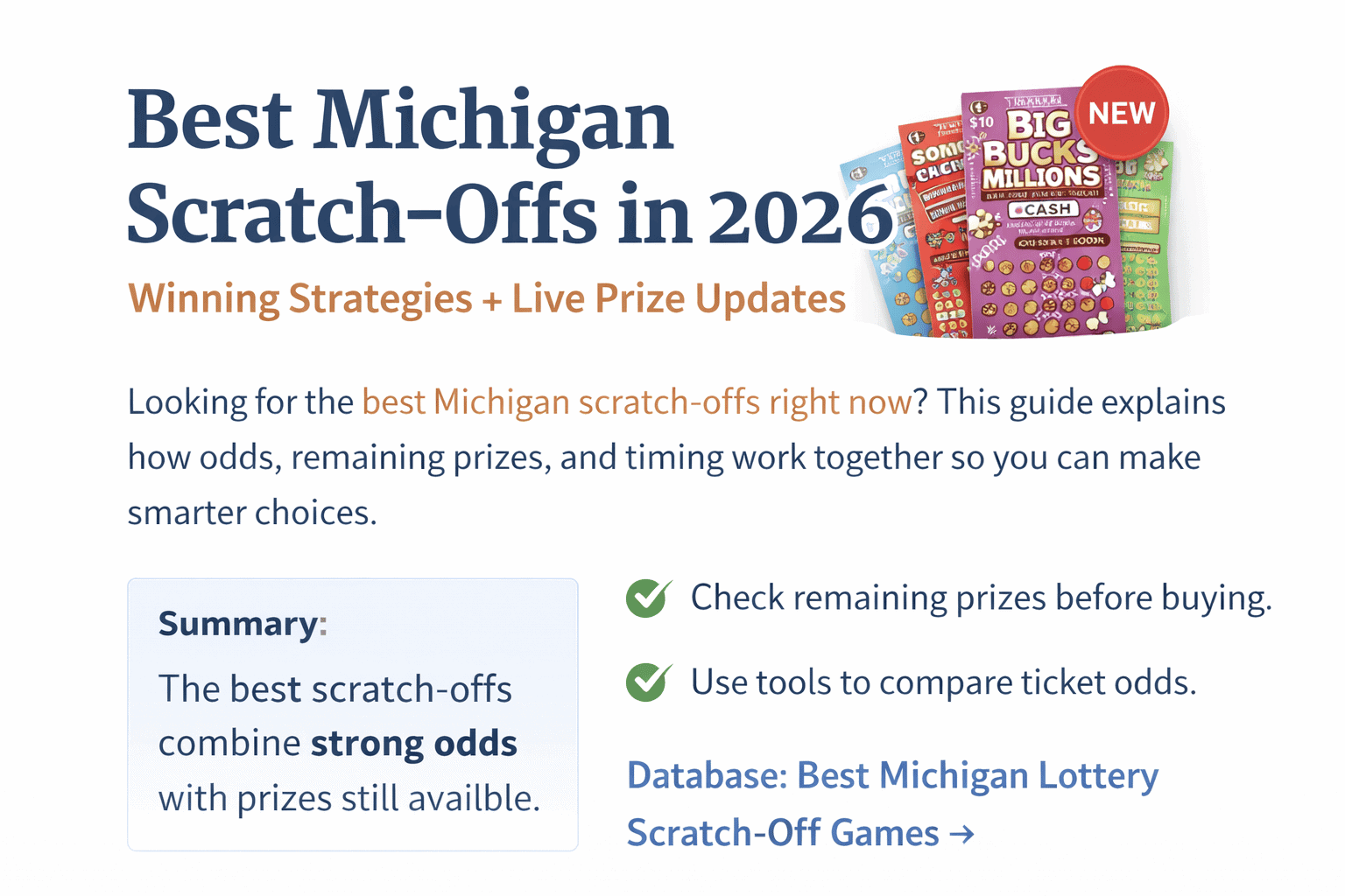 Best Michigan Lottery scratch-off games in 2026 showing tickets, strategies, and live prize updates