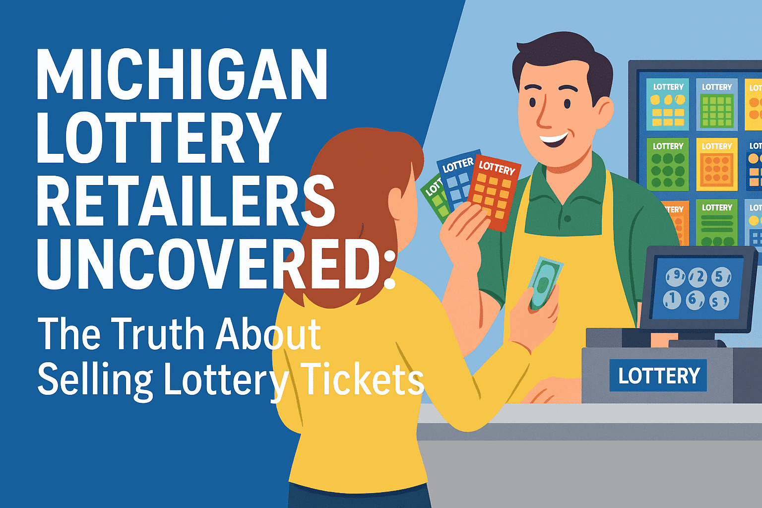 Infographic showing Michigan Lottery retailers, ticket sales, commissions, and School Aid Fund contributions in 2025.