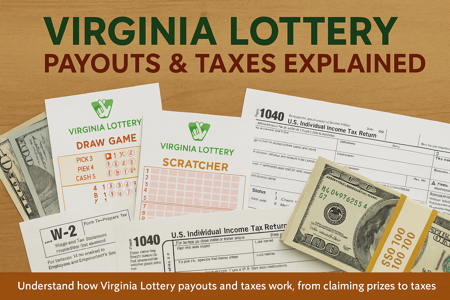 Virginia Lottery payouts and taxes guide showing prize forms and tax details
