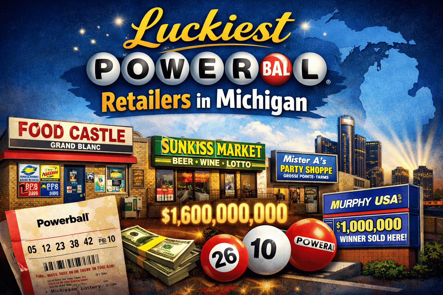 Luckiest Powerball retailers in Michigan